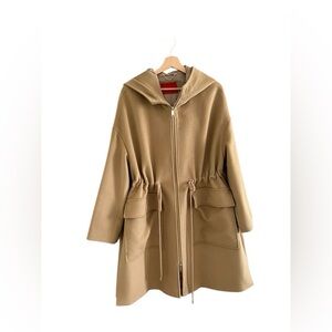 Max Mara Camel Max&Co. Wool Oversized Hooded Coat Size 6 Small New Max Mara